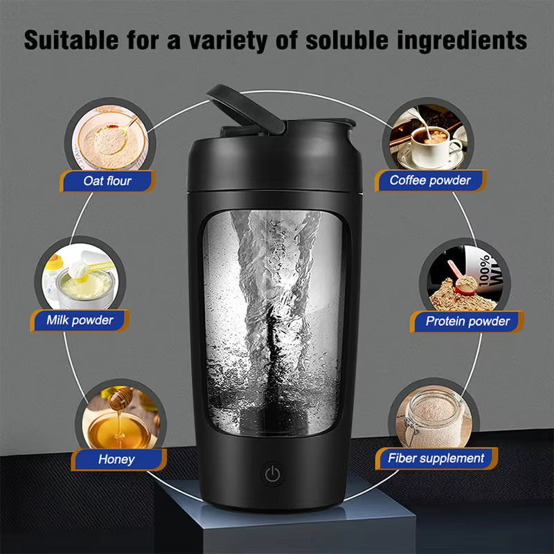 Custom Logo Plastic 600Ml Protein Whey Cup Gym Sports Electric Shaker Bottle Milk Powder Coffee Stir Protein Mixer Shaker Bottle